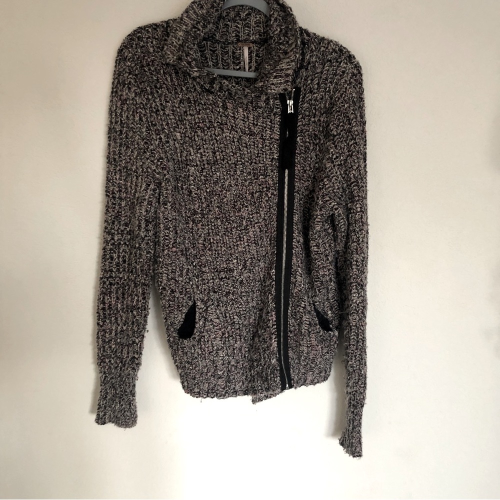 Free people sweater side zip up sweater grey Large